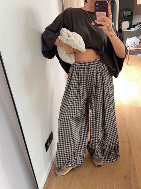 Pantalon à carreau - chocolat