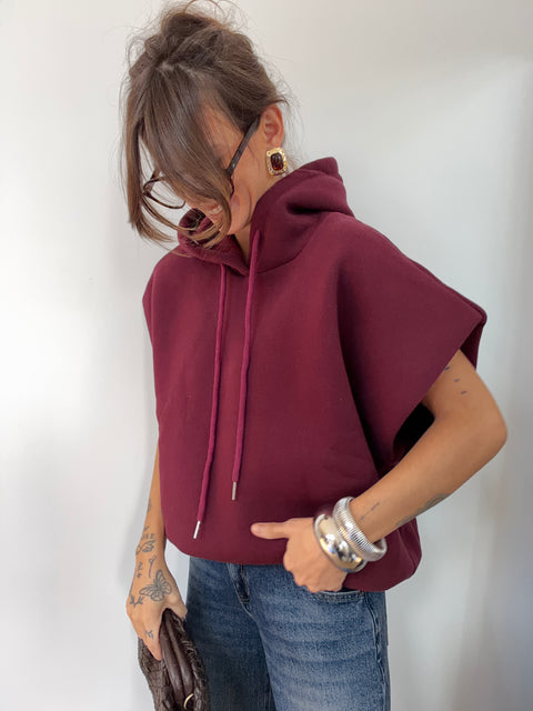 Sweat oversize à capuche - prune