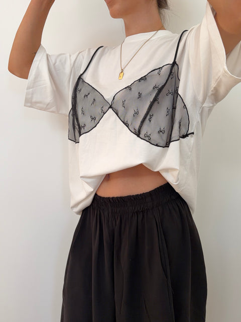 T-shirt soutien gorge dentelle - blanc