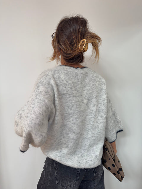 Pull avec détail col - gris et bleu marine