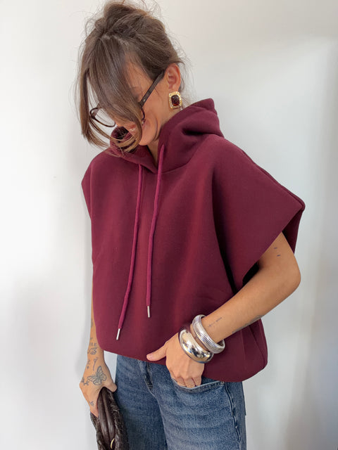 Sweat oversize à capuche - prune
