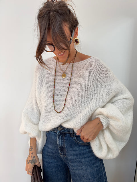 Pull en maille - blanc