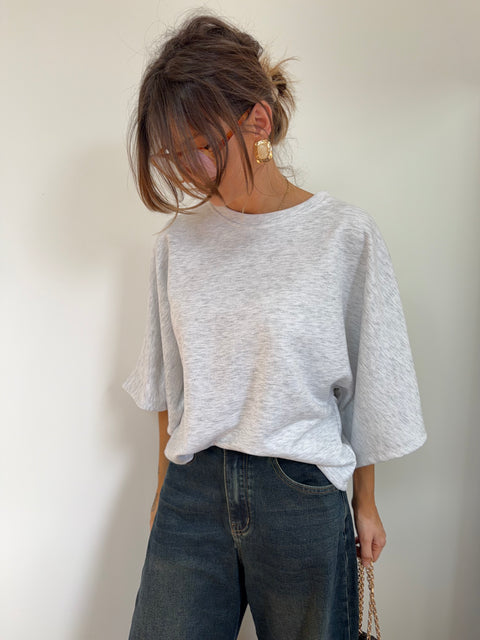 Sweat manches 3/4 - gris chiné