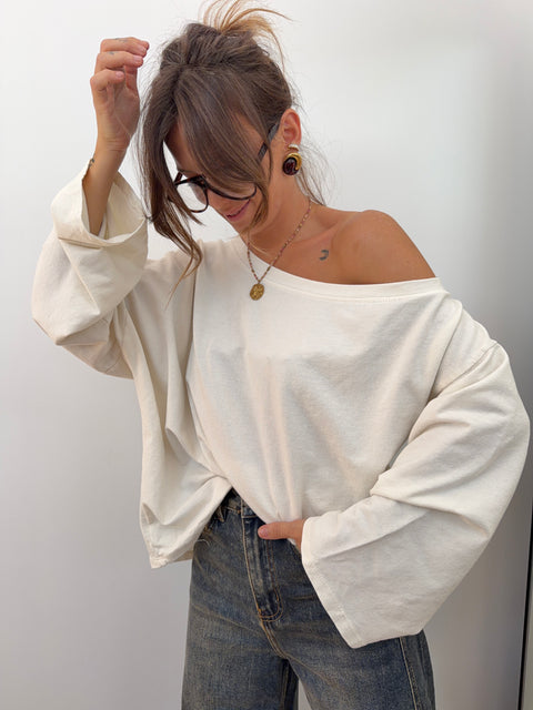 T-shirt asymétrique - écru