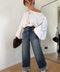 Jean bleu à double ceinture