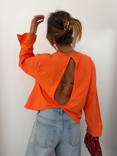 Haut manches longues dos nu - orange