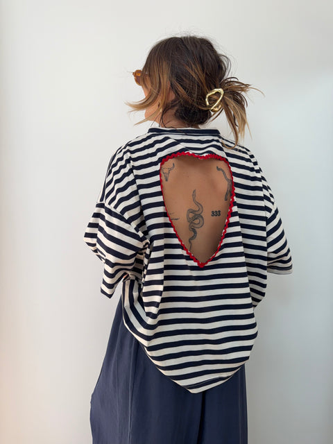 T-shirt coeur - bleu marine