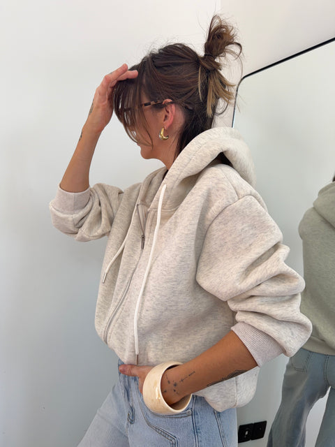 Veste sweat à zip - greige