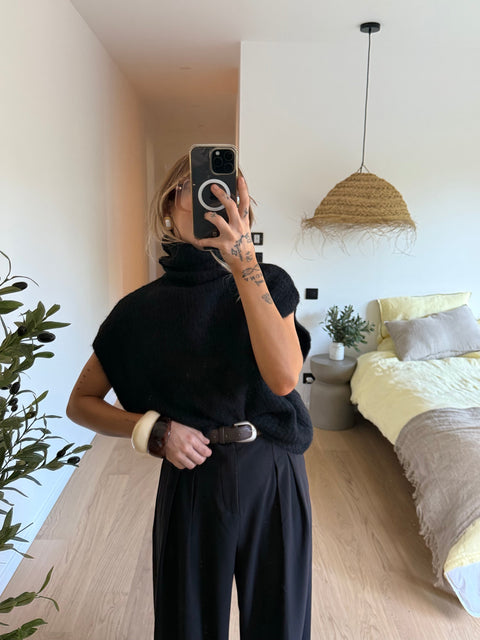 Pull col roulé - noir