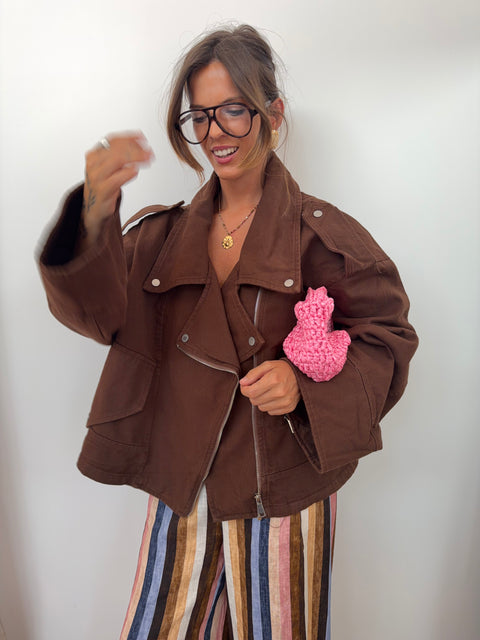 Veste en jean oversize - marron