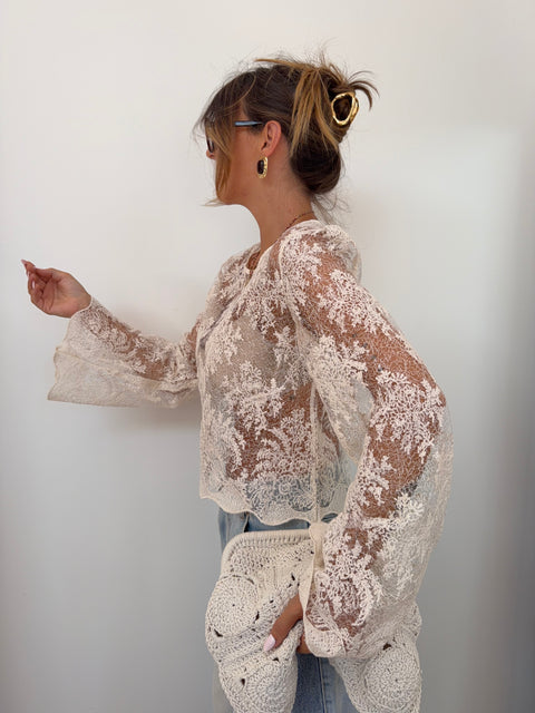 Top en dentelle - beige