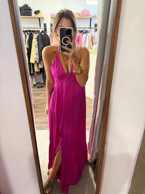 Robe dos nu - fuchsia