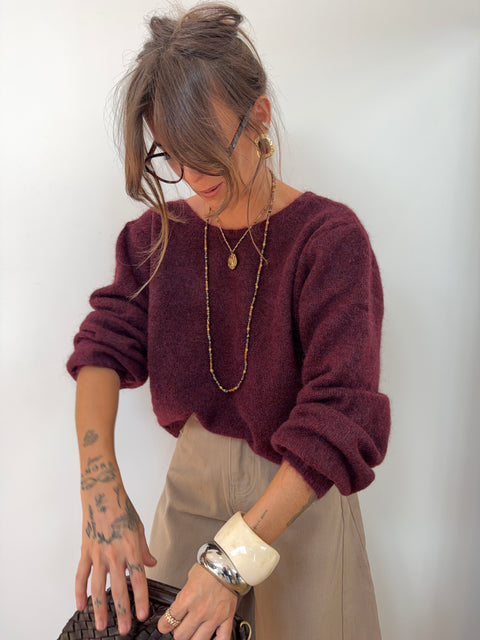 Pull dos nu - bordeaux