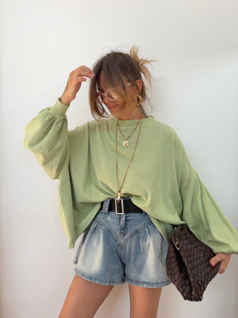 Pull manches chauve souris - vert