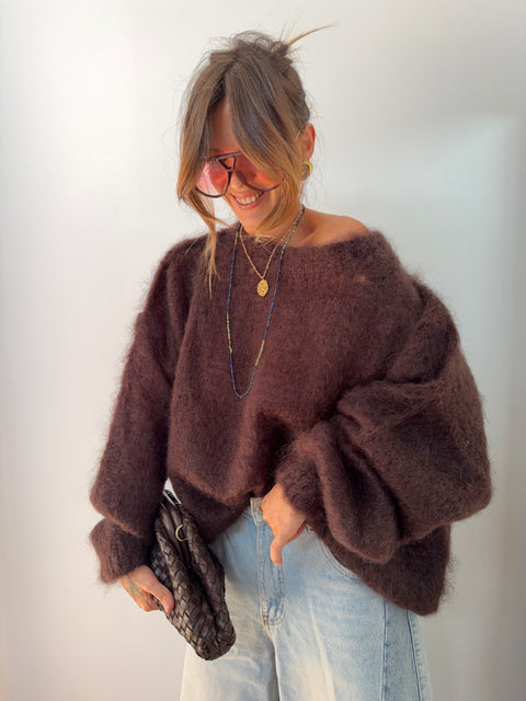 Pull 80% Mohair - chocolat