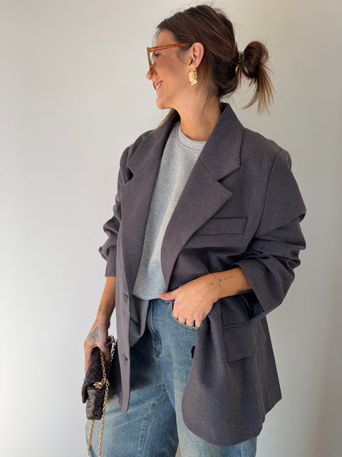 Blazer oversize - bleu gris