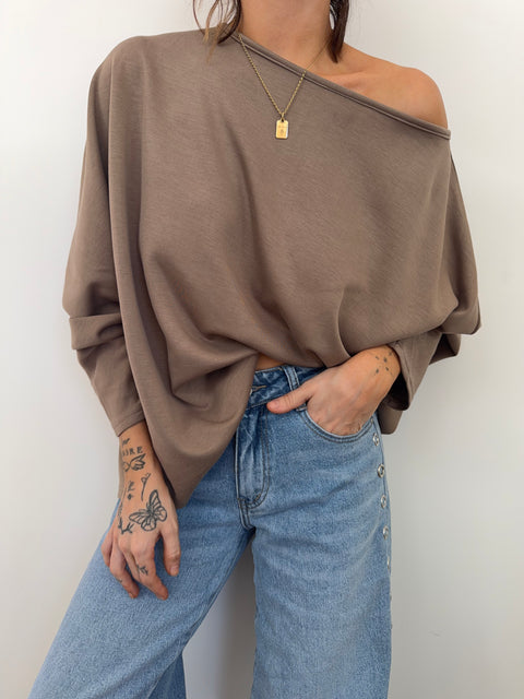 T-shirt parfait asymétrique - taupe
