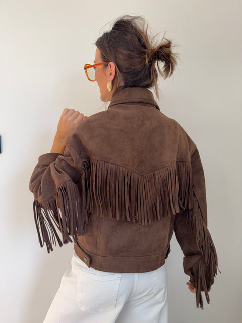 Veste à franges - marron
