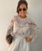 Haut dentelle et perles - blanc
