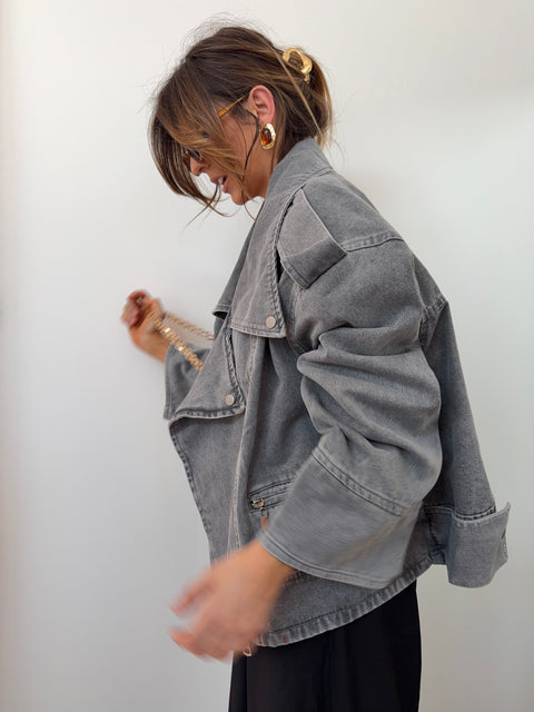 Veste en jean oversize - grise
