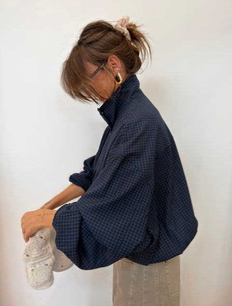 Veste à carreau - bleu marine