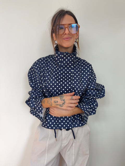 Veste à pois - marine et blanche