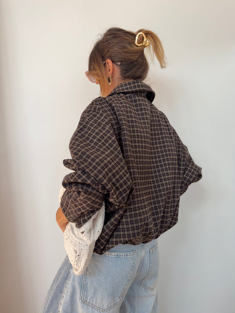 Veste à carreaux - marron et beige