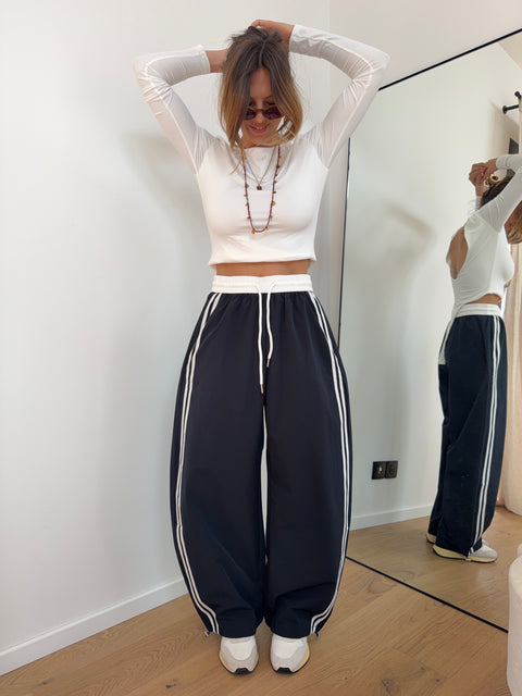 Pantalon à bandes - marine et blanc