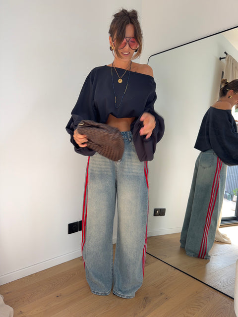 Jeans à bandes rouges (pré commande)