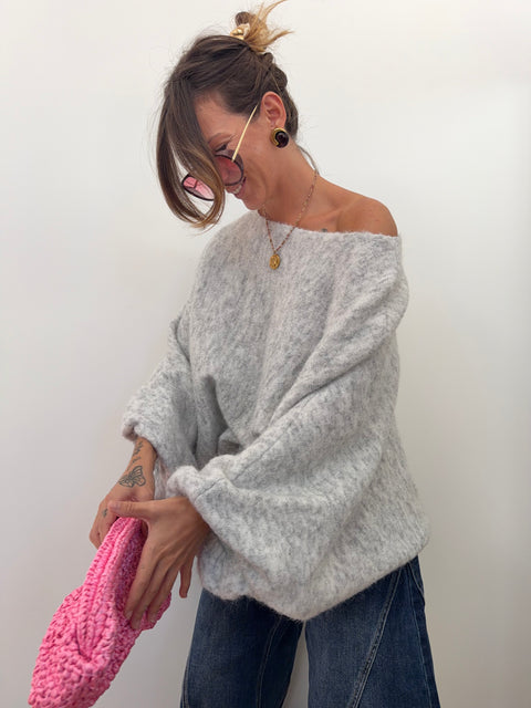 Pull oversize - gris chiné