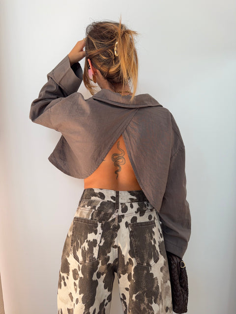 Chemise lin courte Lover's - taupe