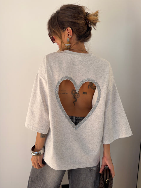 T-shirt coeur - gris