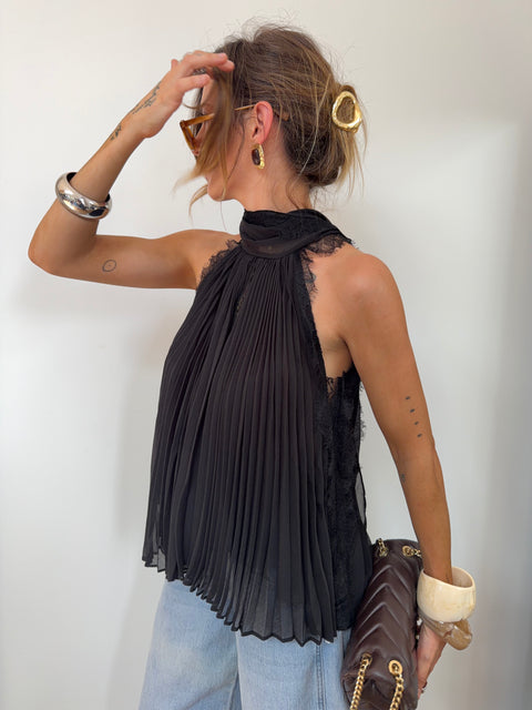 Haut dentelle en transparence - noir