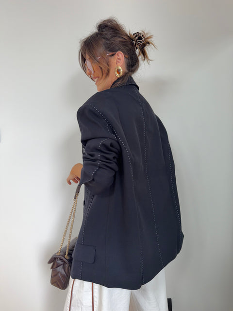 Blazer à surpiqures - noir