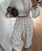 Pantalon loose à pois - blanc