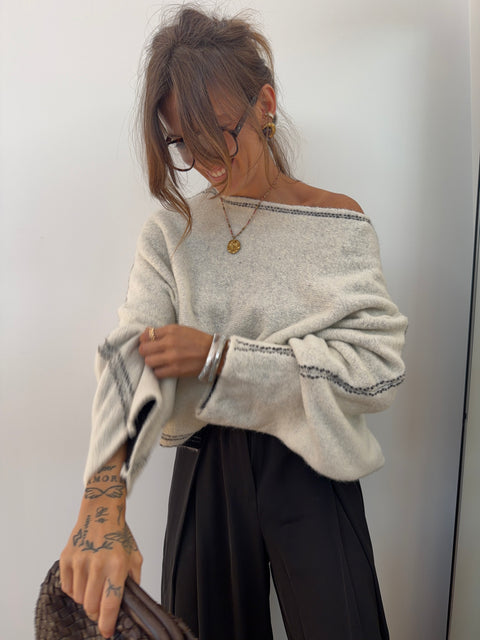 Pull avec coutures - crème