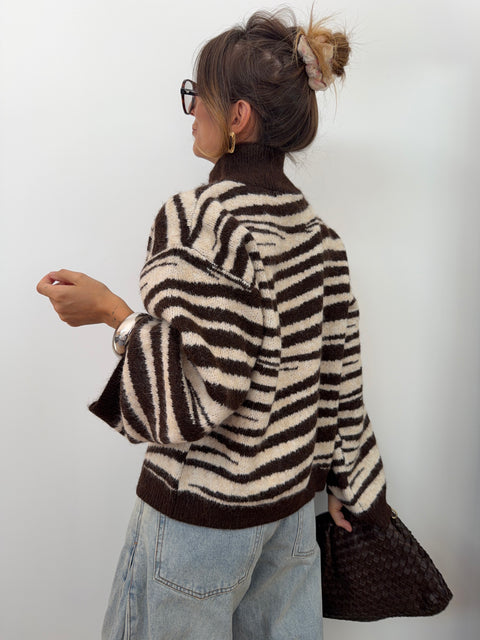 Gilet double fermeture - zebré choco