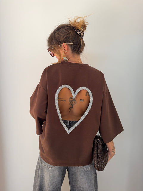 T-shirt coeur - chocolat