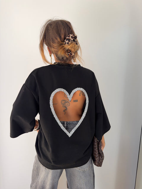 T-shirt coeur - noir