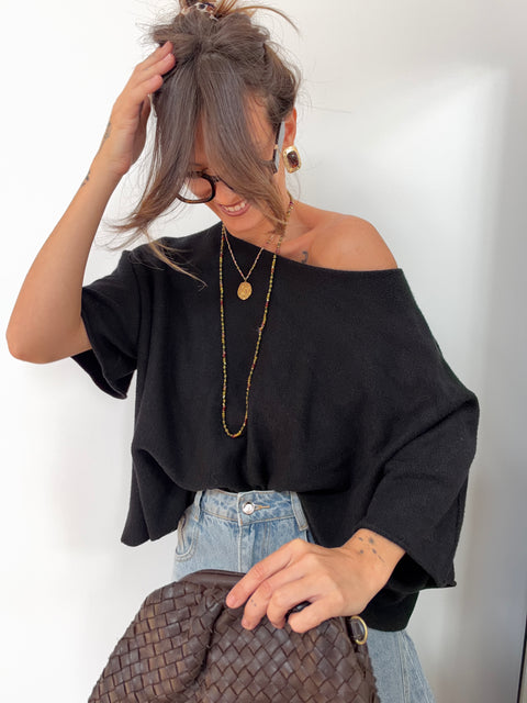 Pull basic manche courte - noir