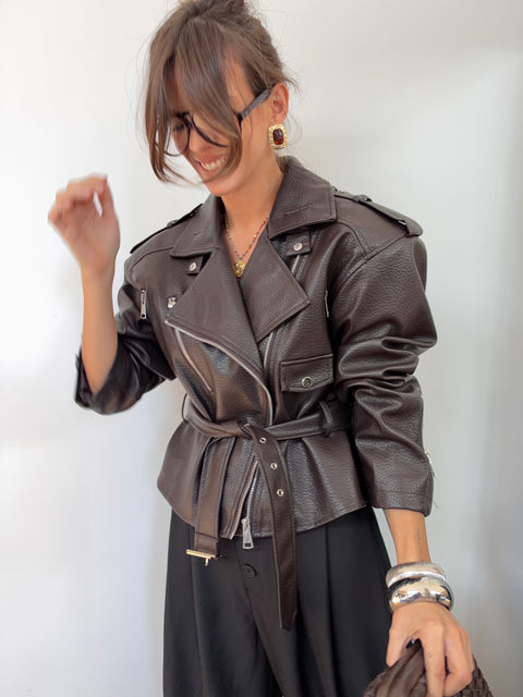 Veste simili à épaulettes - chocolat