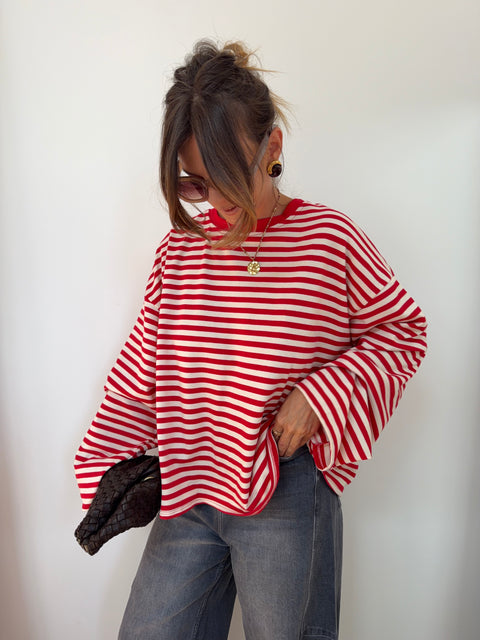 Sweat marinière rouge