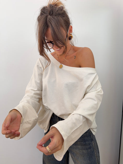 T-shirt asymétrique - écru