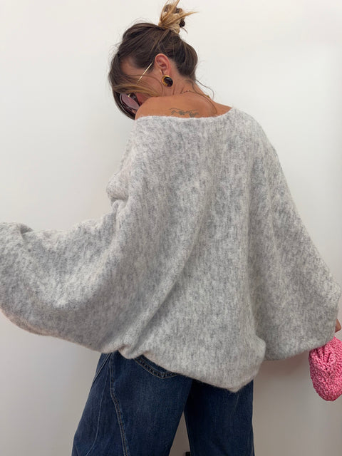 Pull oversize - gris chiné