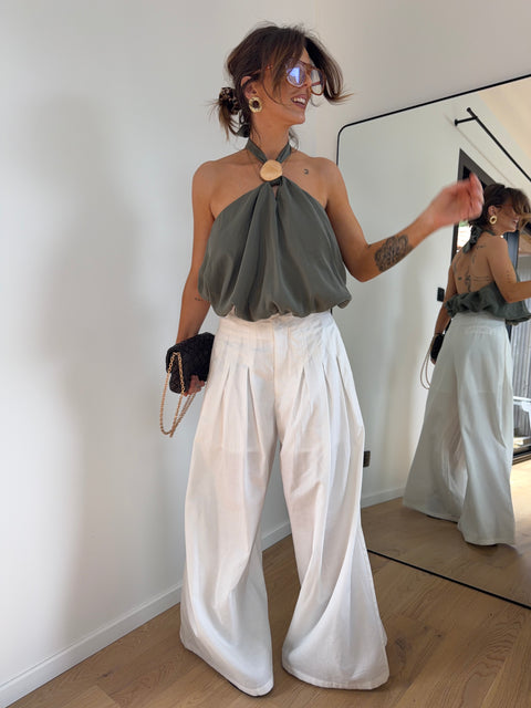 Pantalon droit - blanc