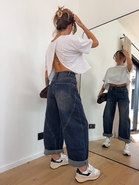 Jeans ballon - bleu brut