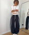 Pantalon à bandes - marine et blanc