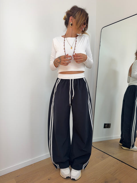 Pantalon à bandes - marine et blanc