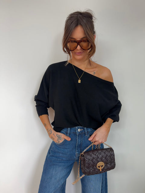 Pull asymétrique - noir