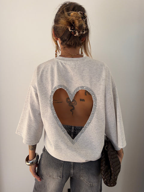 T-shirt coeur - gris